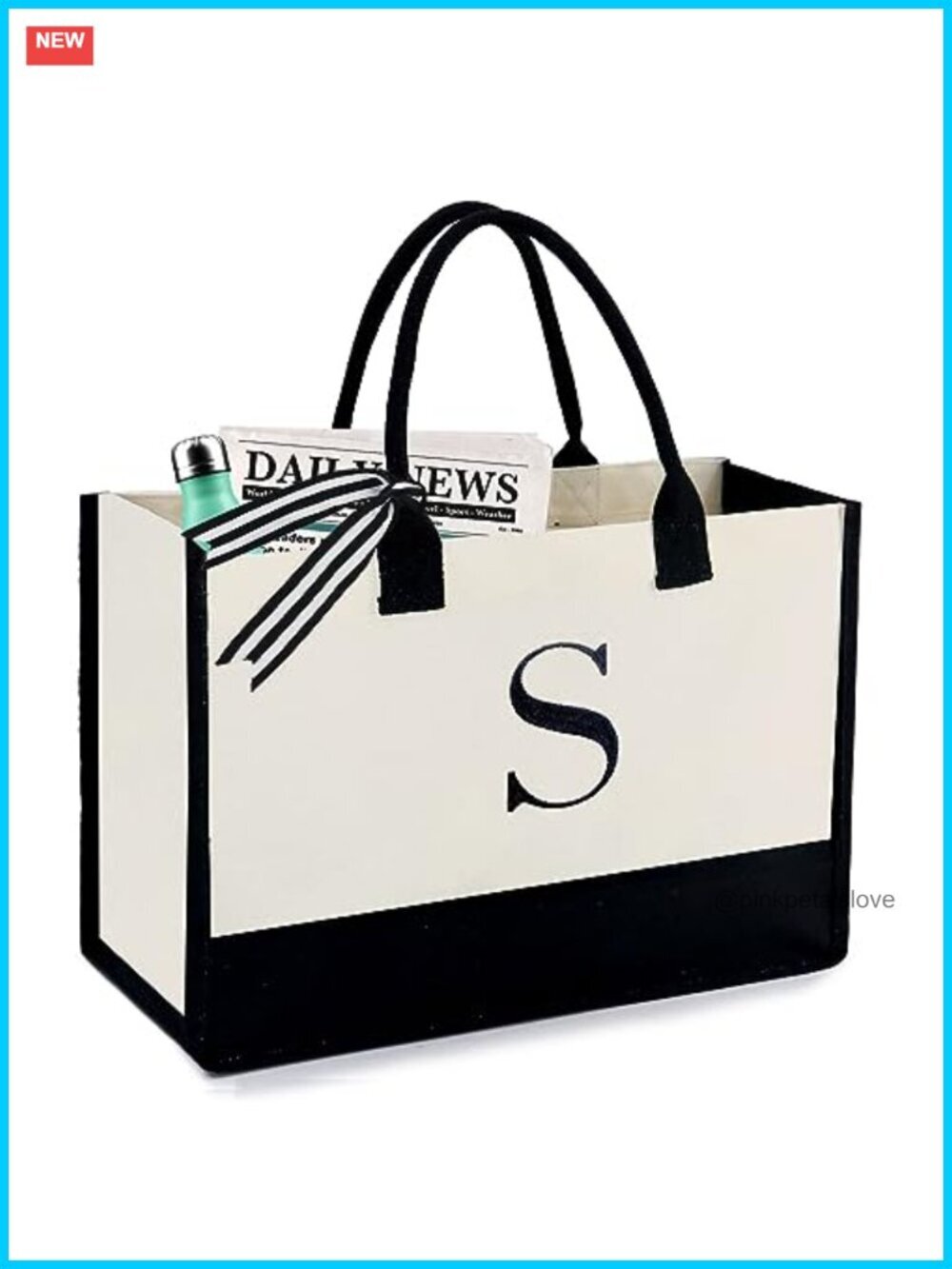 Embroidery Monogram Initial Tote Bag Teacher Gift Beach Work Wedding